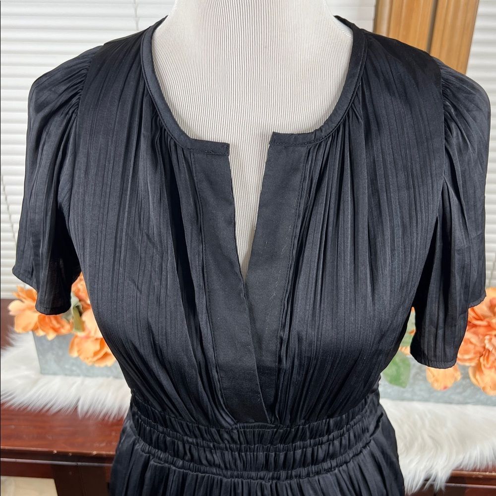 Anthropologie Somerset Black tiered Silky Maxi Dress Size Small - Picture 5 of 13
